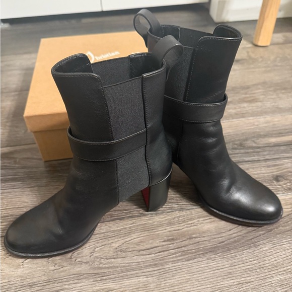 Christian Louboutin Black Leather Chelsea Bootie - 36.5 - Picture 8 of 12